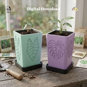 Conjunto de Vasos para Viveiro - Arquivos STL | 2 Modelos de Folhas | Vaso para Plantas Imprimível em 3D (Download Digital)