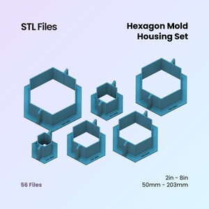 Archivos STL de carcasa de molde hexagonal: imprimibles en 3D, 56 tamaños (descarga digital)