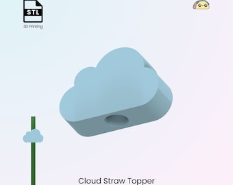 Cloud Straw Topper, Cute Straw Charm for Stanley Cup Tumblers - STL Files for 3D Printing