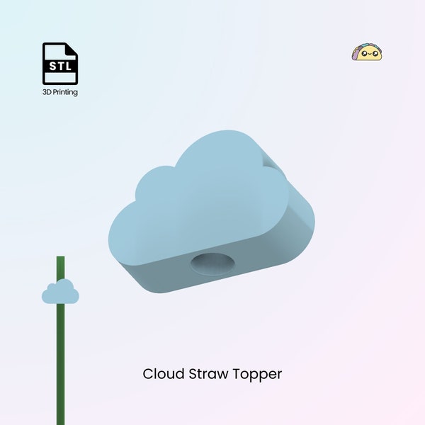 Cloud Straw Topper, Cute Straw Charm for Stanley Cup Tumblers - STL Files for 3D Printing