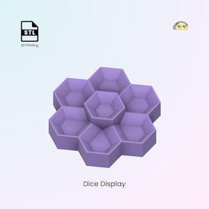 Hexagon DND Dice Display STL Files, 3D Printing Model (Digital Download)