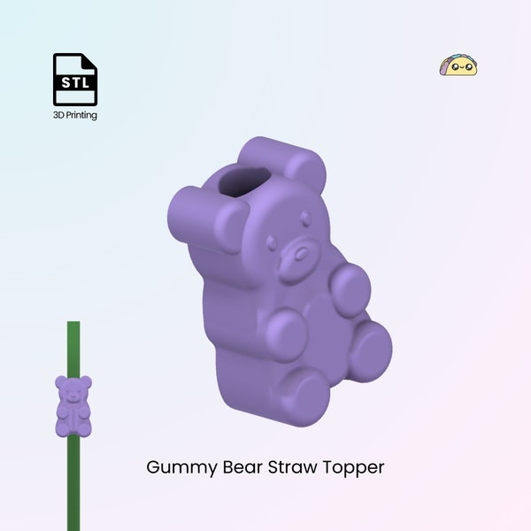 Gummy Bear Straw Topper, Straw Cover Stanley Cup, Tumbler Straw Charm Gift - STL Files for 3D Printing