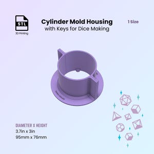 Cilindervormbehuizing voor dobbelstenen met TOETSEN, maak dobbelstenen met scherpe rand, hars niet-behandelbaar, 2-delige master, 3D-afdrukbare bestanden voor 3D-printen - 95 mm/3,7 in