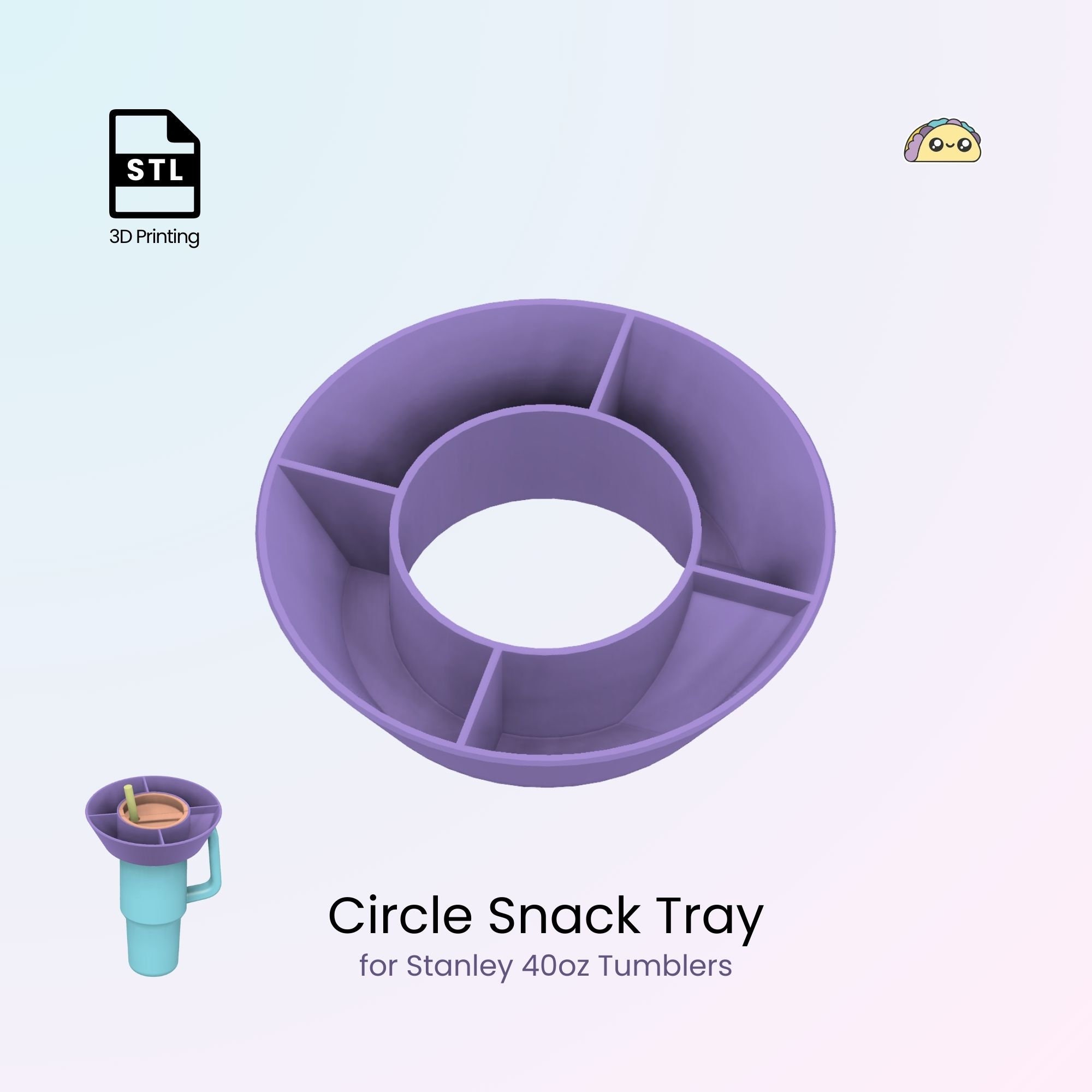Circle Snack Tray for 40oz Stanley Tumblers,  STL Files, Stanley Accessories, Snack Ring, Candy Holder | 3D Printable Files For 3D Printing