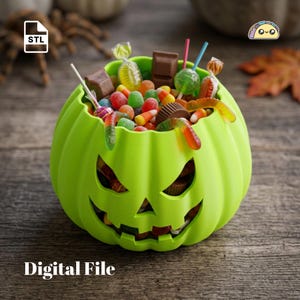 Pumpkin Bowl STL | Jack O Lantern Candy Bowl 3D Print | Halloween Decor (Digital Download)