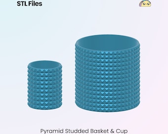 Pyramid Studded Basket | STL File For 3D Printing - Pyramid Pattern Cup or Cute Vase