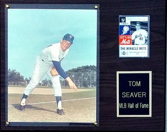 Encore NY Mets Legend Tom Seaver Custom Framed Autographed HOF Card 12x18 Ready to Hang Business Gift