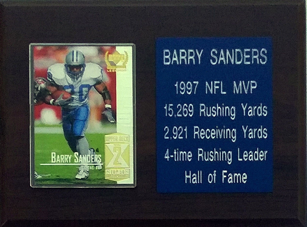 Barry Sanders Detroit Lions 6x8 Stats Plaque Etsy