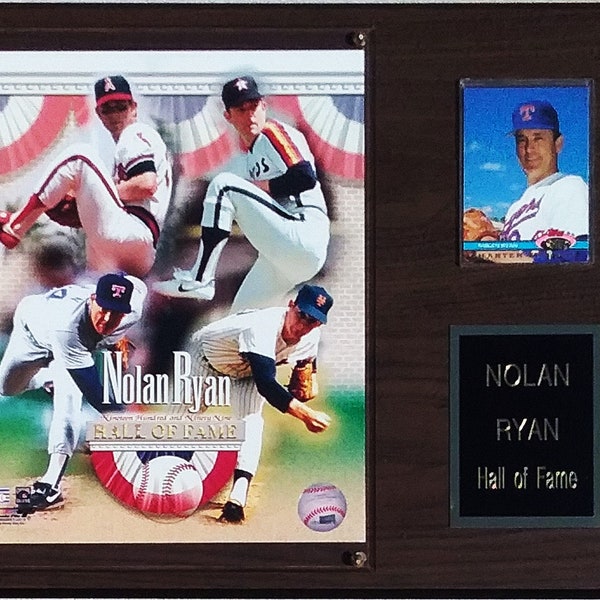 Nolan Ryan Hall of Fame 12x15 Cherry-Finished Player Plaque   2 Photo Options!  FREE SHIPPING!