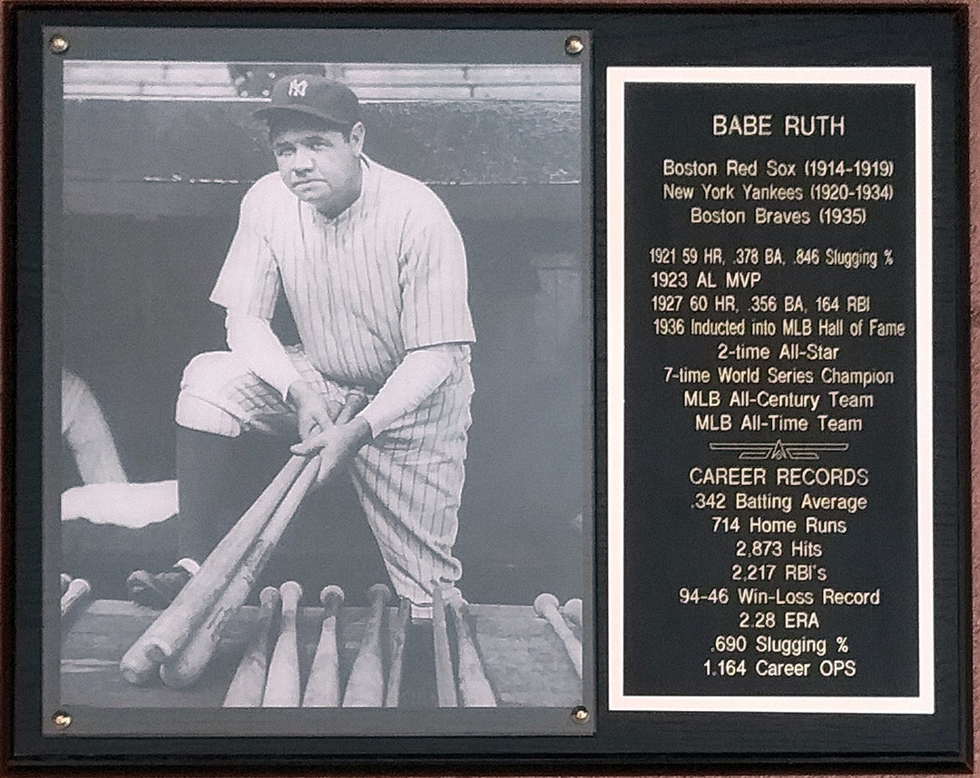 Babe Ruth New York Yankees 12x15 Stats Plaque - Etsy