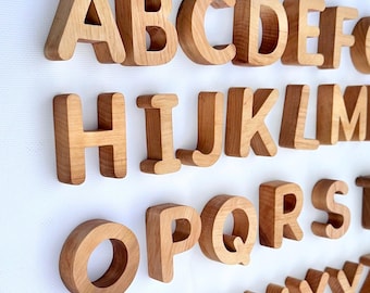 Handcrafted Wooden English Letters Set of 29 pcs: Montessori Alphabet for Kids Education | Oiled