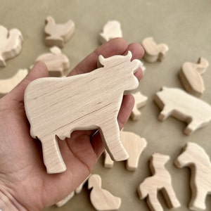 Wooden Farm animals Waldorf Farm toy set, wooden animals, domestic animal figure toy, country animals, montessori inspired animals