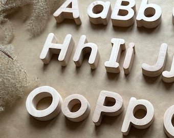 Handcrafted Wooden Alphabet Letters 55 pcs: Montessori Letter Toy, Magnetic\No Magnets