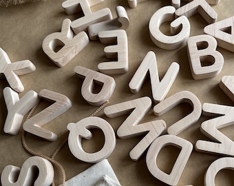 Wooden Waldorf Letters Set of 29 pcs English Magnetic Alphabet Montessori Toy Learning Spelling
