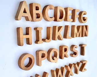 Oiled 29  Wooden Uppercase letters, magnetic alphabet uppercase for kids, capital letter magnets wooden toys, Montessori materials alphabet