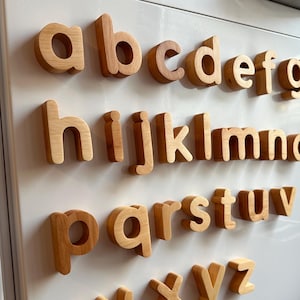 Holz Kleinbuchstaben Alphabet Magnete Buchstaben 29 Stück: Montessori Vorschul Geschenk Kleinkind Kinder | Geölt
