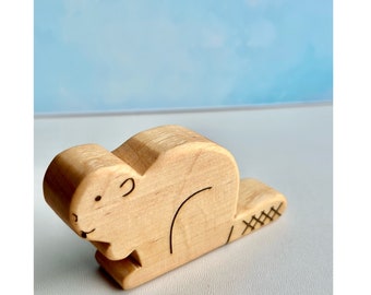 Handmade Wooden Beaver Figurine: Waldorf Animal Toy| Storybook animal figure