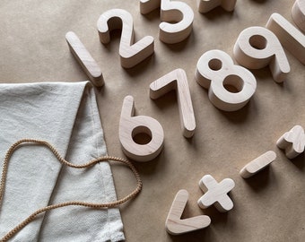 Handmade Magnetic Wooden Numbers 1-10: Montessori Math Learning Toy Number fridge magnets