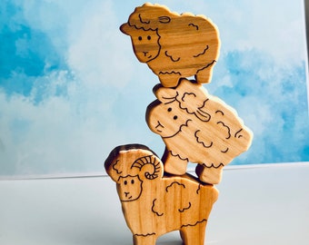 Wooden Farm Animals Figurines make your set: Handmade Wood Toys for Toddler Pretend Play