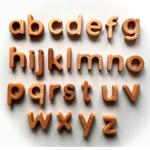 29 Oiled Rounded Lowercase wooden letters for kids, wooden magnetic letters, alphabet magnets, letter magnets, wooden english alphabet