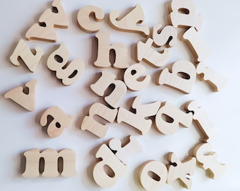 Wooden Alphabet letters: Lowercase Montessori Letter Magnets