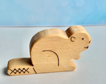 Beaver, Wooden beaver figurines, Wooden beaver toy, Beaver Figurine, wooden animals, woodland animals, wood cutout beave, Waldorf Inspired