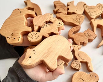 Wooden Bear Figurine for kids play: Waldorf Winter White Bear wood figurines