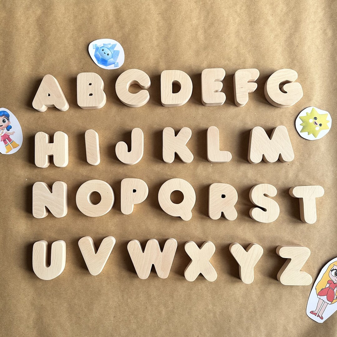 Wooden Magnetic Alphabet Letters Set, Bold Uppercase Alphabet English ...