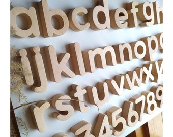 37 Magnets lowercase letters alphabet and wooden numbers 1-10, letter magnets, wooden magnetic alphabet letters and wooden numbers