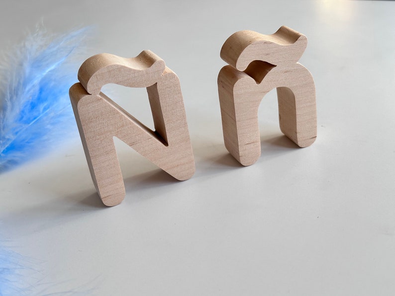 Wooden Spanish Alphabet Uppercase and Lowercase Letters, Spanish