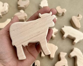 Wooden Farm Animals Any of your choice Waldorf Montessori Toys, Handmade Wood Animal Figures