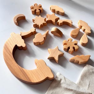 Houten weerbalancerend speelgoed | Rainbow Balance-set met 15 weerelementen Montessori Waldorf