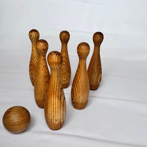 Holzkegelset für Kleinkinder, Bowlingset mit 9 Kegeln, Bowlingset mit 6 Kegeln, Bowlingspiel für Teenager, Bowlingspiel für Teenager, Bowlingspiel für Kinder Bild 5