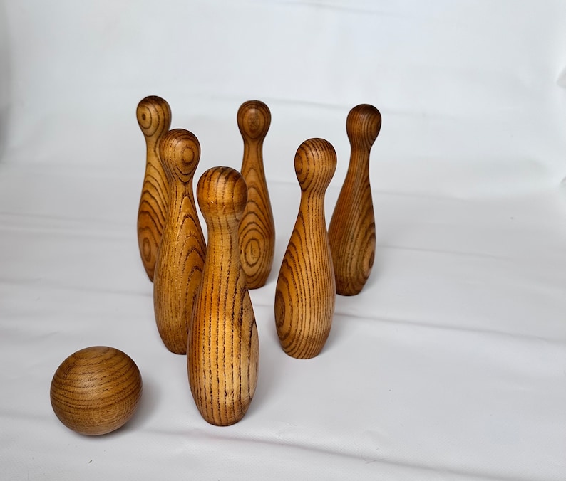 Holzkegelset für Kleinkinder, Bowlingset mit 9 Kegeln, Bowlingset mit 6 Kegeln, Bowlingspiel für Teenager, Bowlingspiel für Teenager, Bowlingspiel für Kinder Bild 5