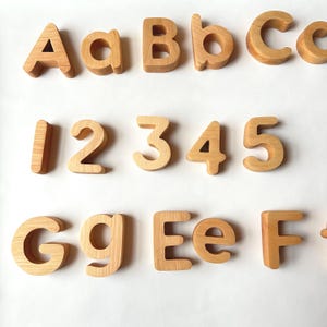 Oiled 68 pcs Set of wooden letters and numbers, Uppercase and lowercase letters, Magnetic Alphabet, Letter magnets, number magnets