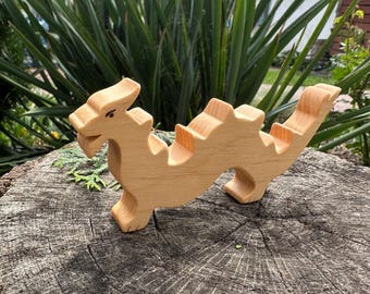 Figura de dragón de madera tallada a mano: decoración de Año Nuevo chino, juguete de dragón de madera para pintar