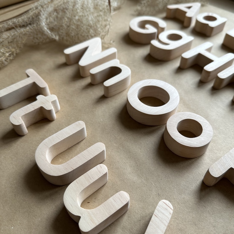 Wooden Spanish Alphabet Uppercase and Lowercase Letters, Spanish