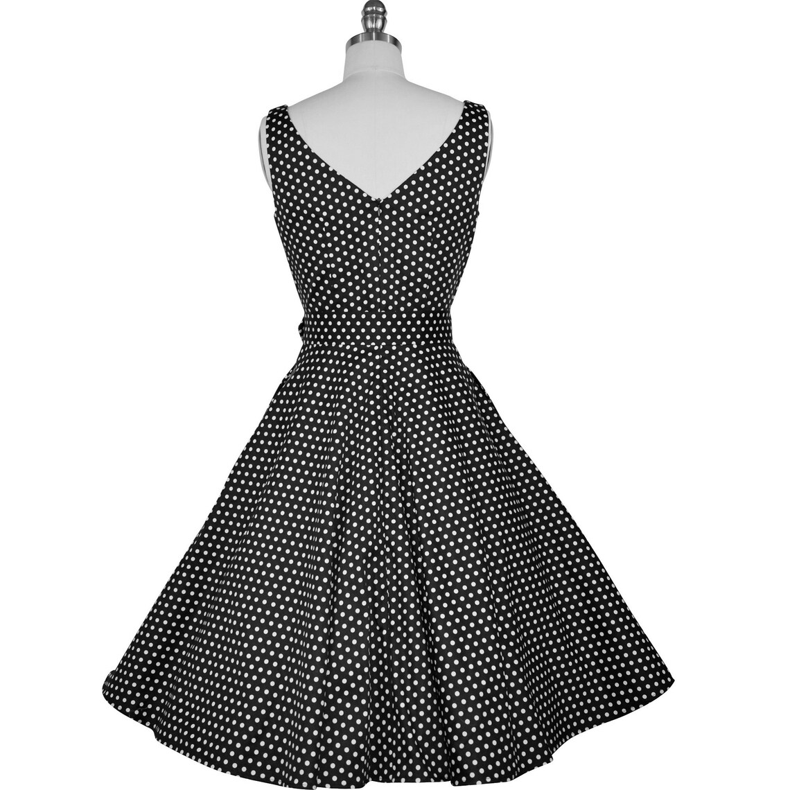 7400016 Dark Blue Polka Dot Swing Dress