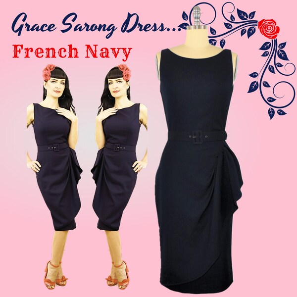 Grace Sarong Dress - French Navy