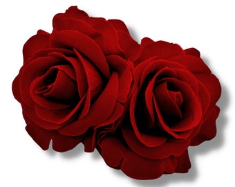 Large Double Rose Hair-clip Brooch - Red