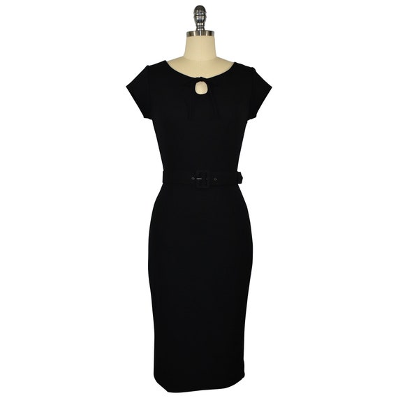 black midi wiggle dress