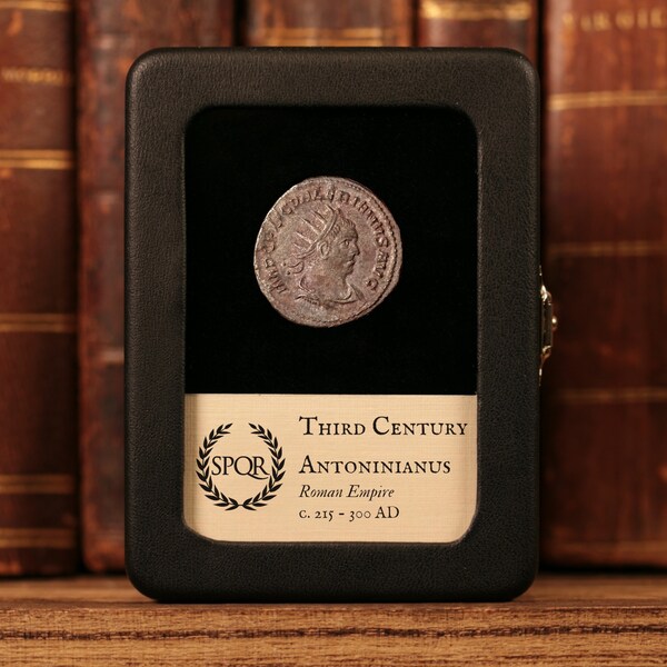 Roman Silver Coin, Antoninianus (Double Denarius) - Genuine Ancient Coin - Roman Empire - With Glass Top Display Box - History Hoard