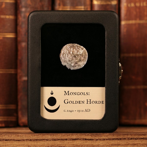 Mongol Silver Coin, Golden Horde (1242 AD) - Authentic Historical Collectible, Glass Display Included, History Hoard