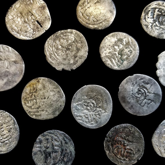 モンゴル銀貨、黄金の大群（1242年） - 本物の歴史的収集品、ガラス