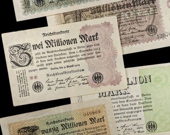 Banknote Set from Weimar Germany - Authentic Inflation Bills from the Weimar Republic, Rare Historical Collectibles - History Hoard