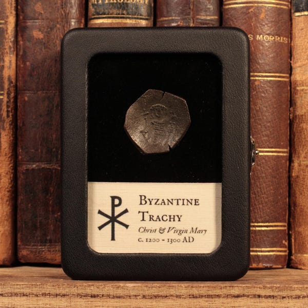 Bysantinskt mynt av Kristus och Maria, brons Trachy, 1200 e.Kr., Östeuropa, autentisk medeltida samlarvaluta - Historisk skatt