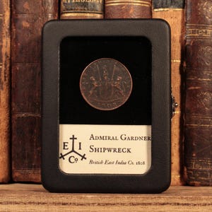 Admiral Gardner Shipwreck, Genuine Salvaged Copper Coin (1809), Glass Display - History Hoard