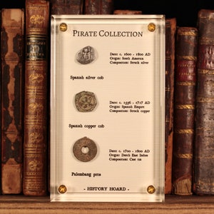 The Pirate Collection, Set of Three Genuine Antique Coins - Spanish & Dutch East Indies - 1500s to 1700s - With Display Case - History Hoard