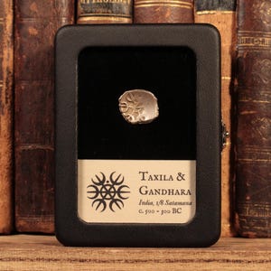 Ancient Indian Silver Coin - Authentic Achaemenid Empire Coin from Taxila & Gandhara With Display Box - History Hoard