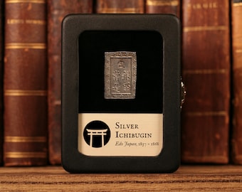 Japan, Samurai Era Silver Bar Money, Genuine Ichibu–Gin, Edo Period, Tokugawa Shogunate - 1837 to 1868 - With Display Box - History Hoard